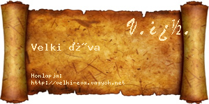 Velki Éva névjegykártya